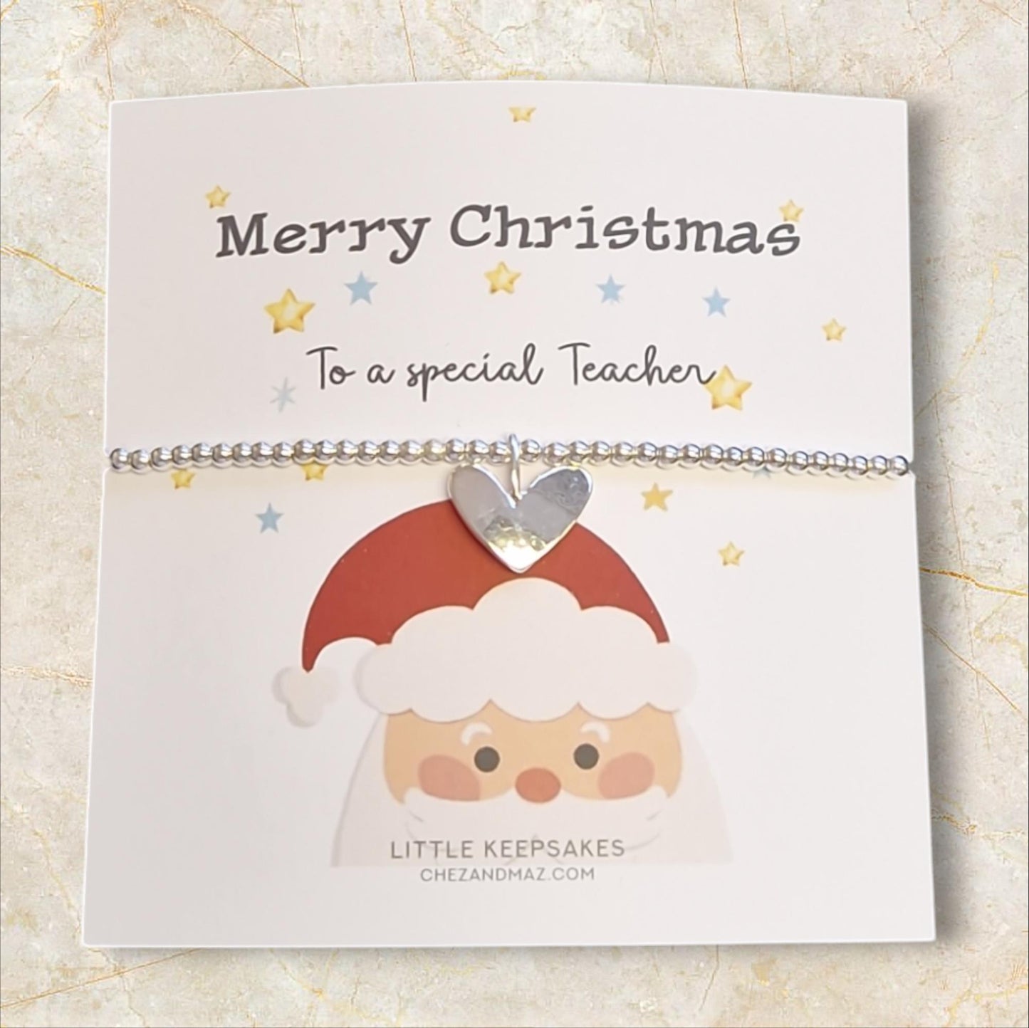 Merry Christmas Thank You Gift Teacher I Teacher Gift I Silver Beaded Charm Bracelet | Gifts For Teachers | Special Teacher ZZ99
