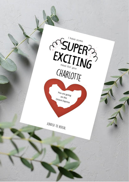 Personalized Scratch Off Card: Surprise News Reveal, Birthday, Christmas