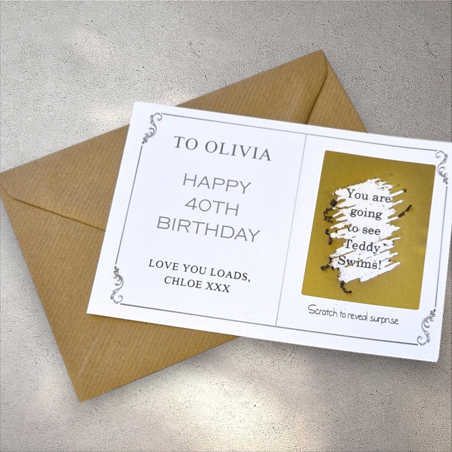 Personalised Birthday Scratch Reveal Card: Surprise Gift Ticket