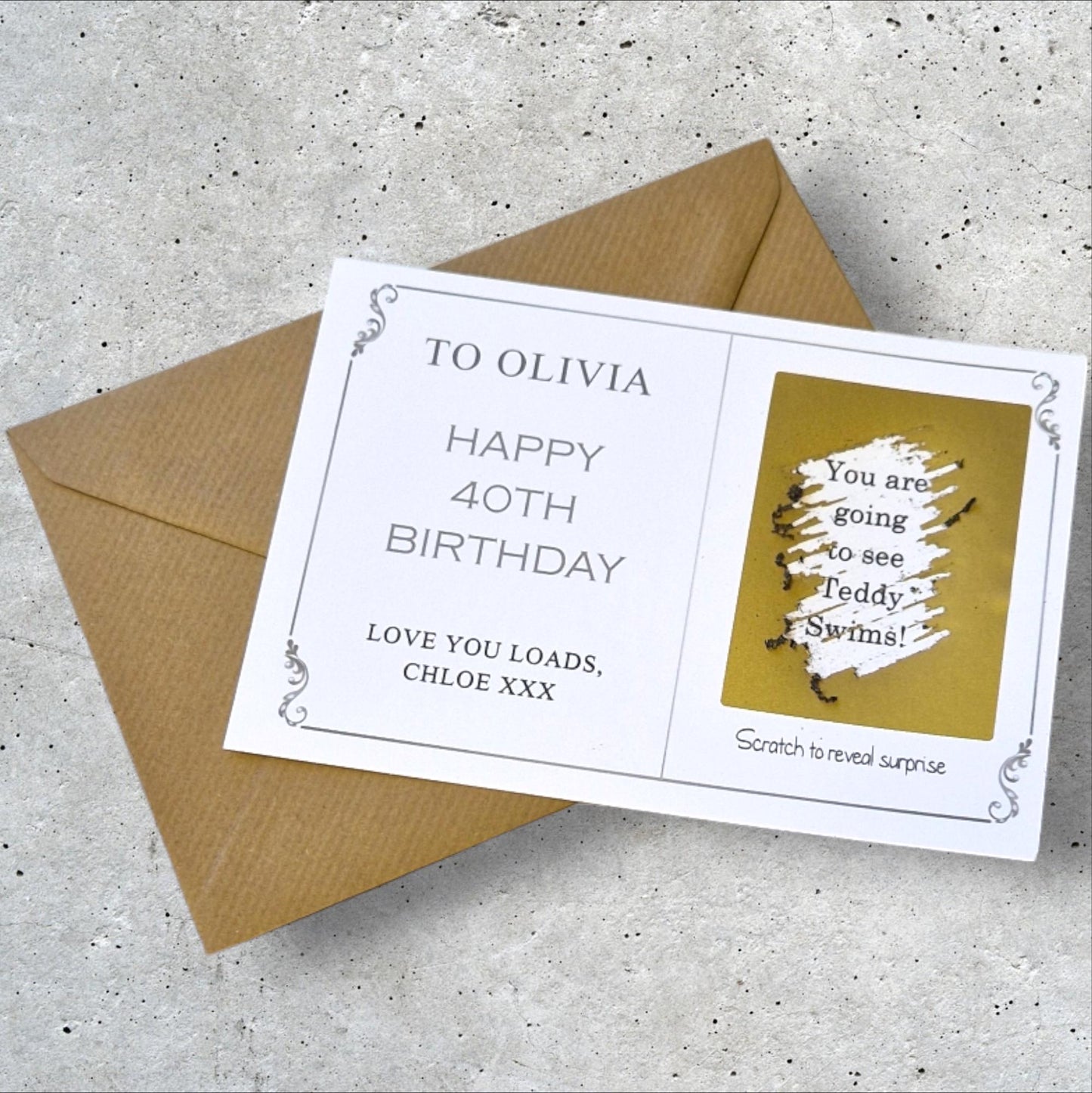 Personalised Birthday Scratch Reveal Card: Surprise Gift Ticket