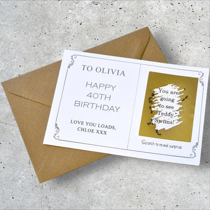 Personalised Birthday Scratch Reveal Card: Surprise Gift Ticket