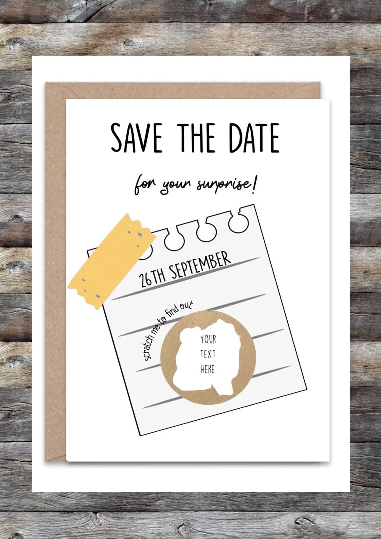 Personalized Scratch Off Card: Surprise Announcement, Save the Date