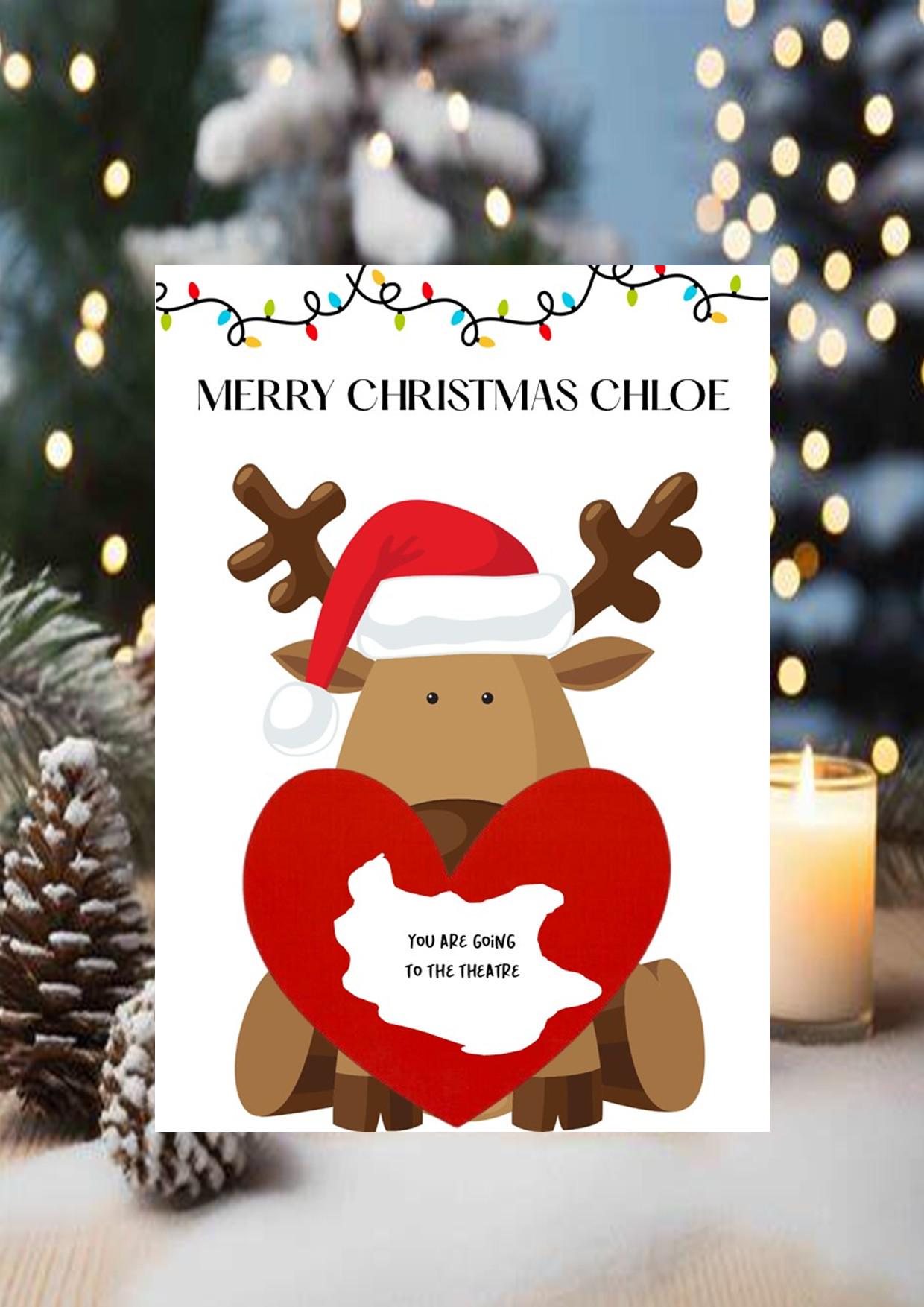 Rudolph Personalised Christmas Scratch Card - Scratch to Reveal Surprise Scratch Off Card - Christmas Gift Holiday Concert Ticket Reveal