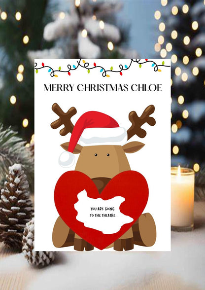 Rudolph Personalised Christmas Scratch Card - Scratch to Reveal Surprise Scratch Off Card - Christmas Gift Holiday Concert Ticket Reveal