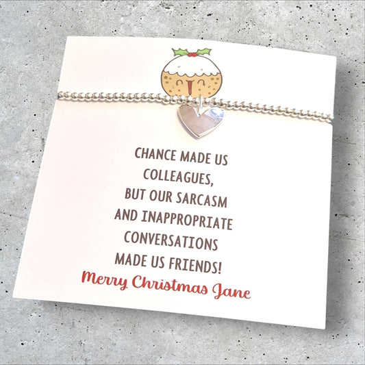 Personalised Chance made us Colleagues Friendship Gift | Christmas Gift | Funny | Work Friend I Silver Plated Charm Bracelet c229