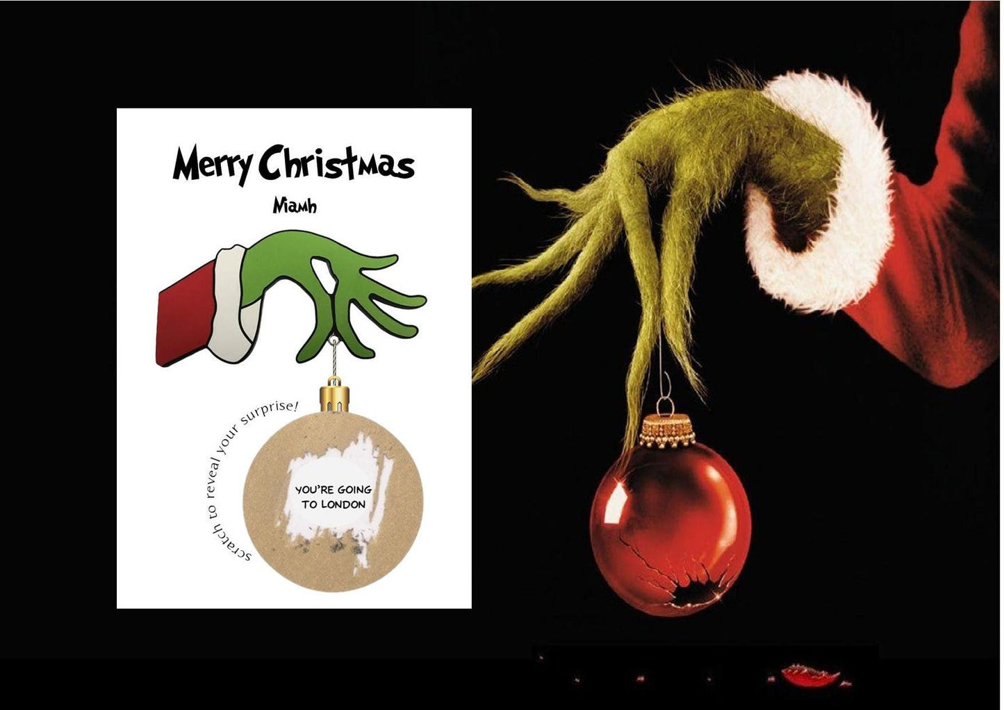 Christmas Character Grumpy Green Creature Personalised Christmas Scratch Card: Surprise Gift Reveal