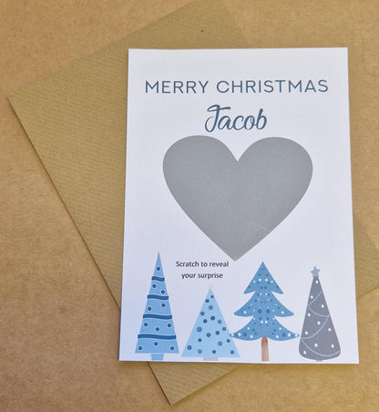 Personalised Trees Christmas scratch and reveal card - Christmas surprise - Card - christmas gift - surprise gift - scratch and see