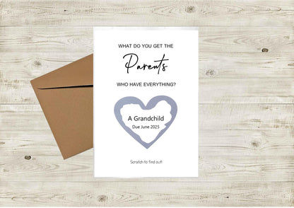 What do you get Parents who has everything Scratch off card, another grandchild card, Pregnancy announcement I Pregnancy reveal to parents,