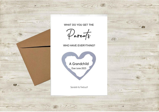 What do you get Parents who has everything Scratch off card, another grandchild card, Pregnancy announcement I Pregnancy reveal to parents,
