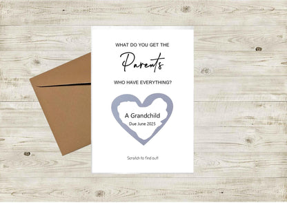 What do you get Parents who has everything Scratch off card, another grandchild card, Pregnancy announcement I Pregnancy reveal to parents,