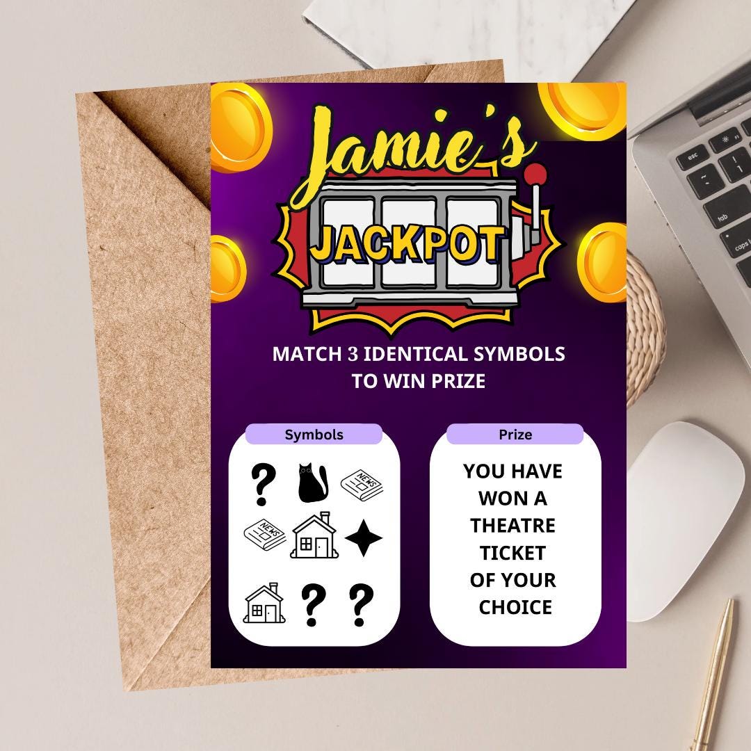 Personalised Scratch to Reveal Card: Surprise Gift Voucher, lottery scratch,  jackpot