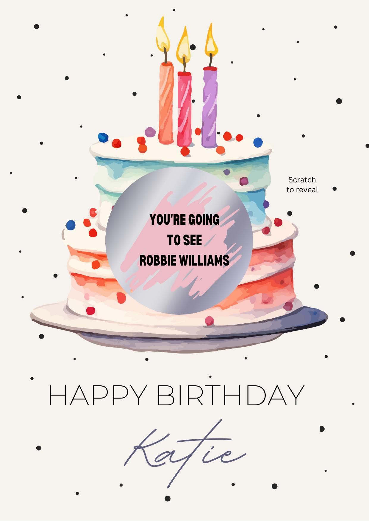 Personalised Surprise Birthday Cake Birthday Scratch To Reveal Voucher, Special Birthday Surprise Scratch Card, Any age
