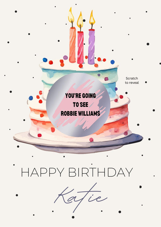 Personalised Surprise Birthday Cake Birthday Scratch To Reveal Voucher, Special Birthday Surprise Scratch Card, Any age