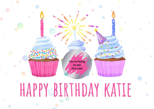 Personalized Birthday Surprise Scratch Off Card: Concert Tickets Reveal