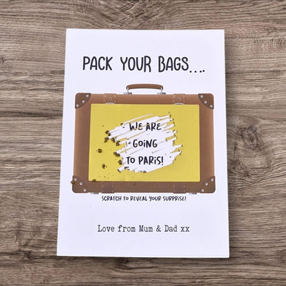 Personalized Holiday Scratch Off Card: Surprise Trip Reveal