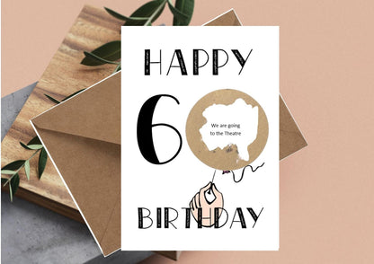 Personalised 60th, Sixty Birthday Scratch Reveal Card: Surprise Gift Ticket
