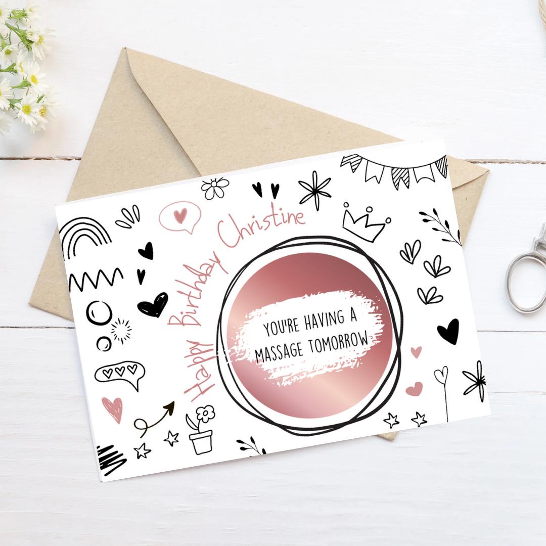 Personalised Birthday Scratch To Reveal Voucher, Special Birthday Surprise Scratch Card, Customised, Birthday ticket, add event
