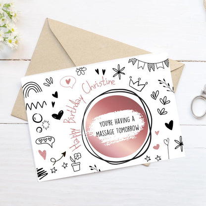 Personalised Birthday Scratch To Reveal Voucher, Special Birthday Surprise Scratch Card, Customised, Birthday ticket, add event