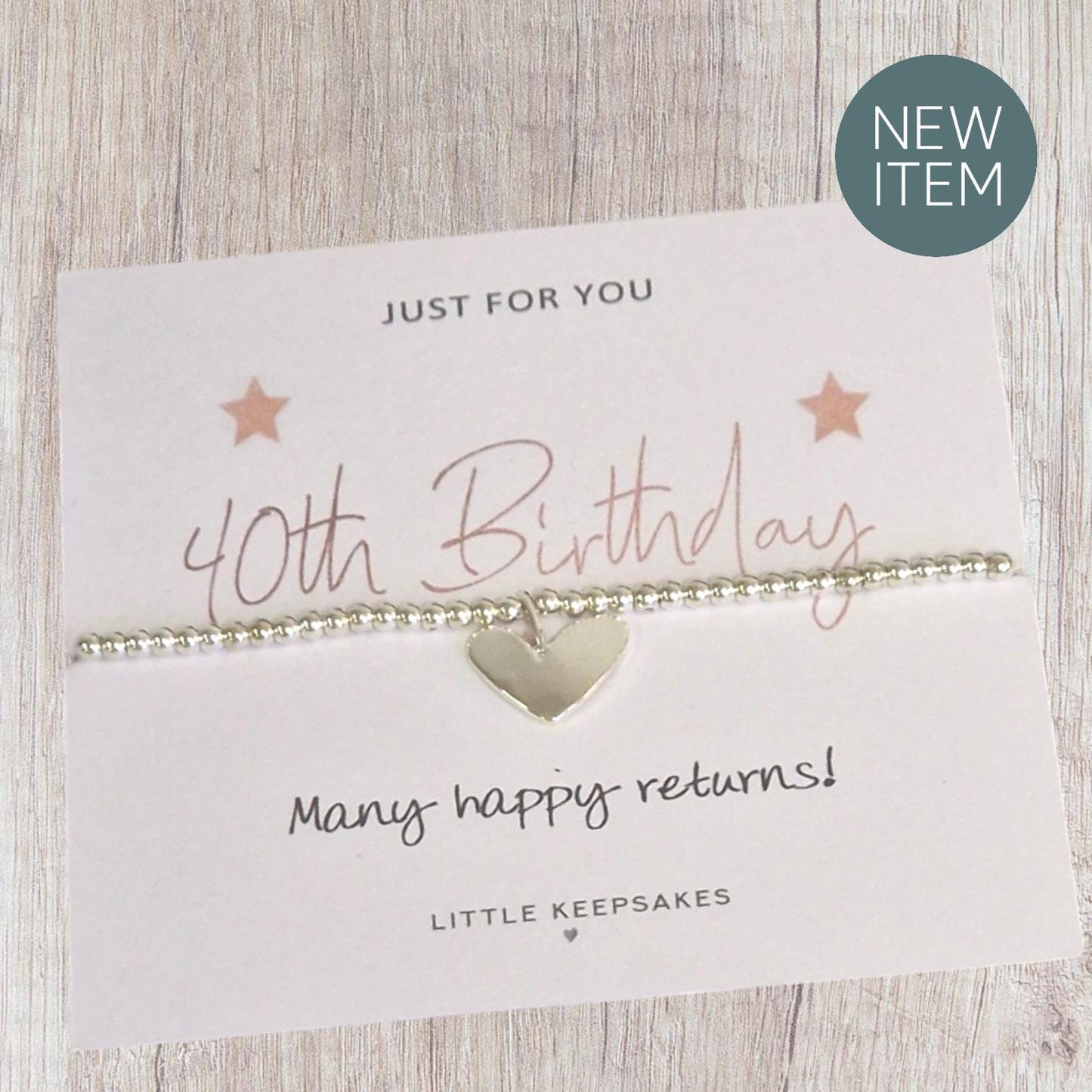 40th, 40, Forty, Birthday Silver Plated Charm Bracelet with Heart personalised