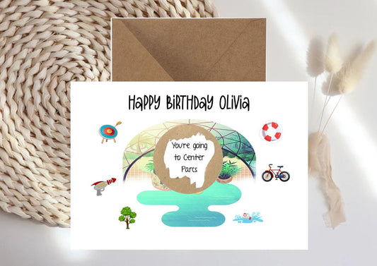 Center Parcs, Personalied Birthday Scratch Off Card: Surprise Reveal. Holiday scratch