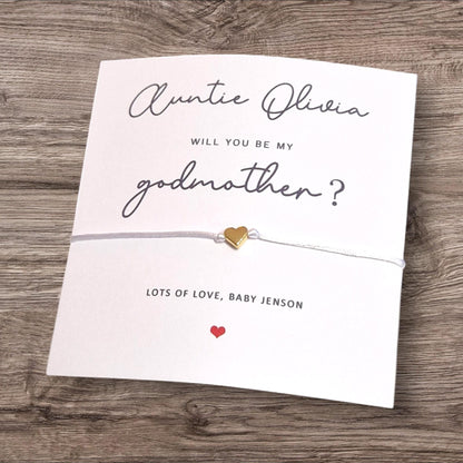 Godmother Proposal Wish Bracelet: Heart Charm, Godparent Gift, Guide mother, God Sister, Fairy Godmother