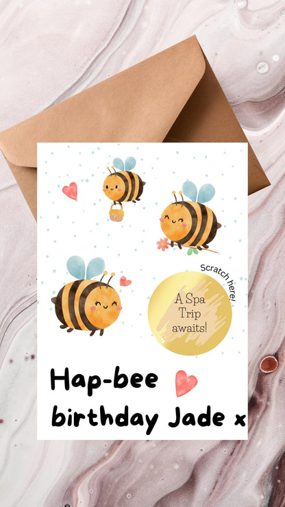 Personalized Birthday Scratch Off Card: Bee Surprise Reveal