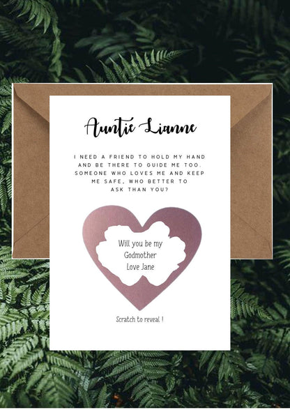 Scratch off Card Question Will you be my God Mother God Father? Scratch Off Card - Personalised , Godparent, Guidemother Asking card gj3