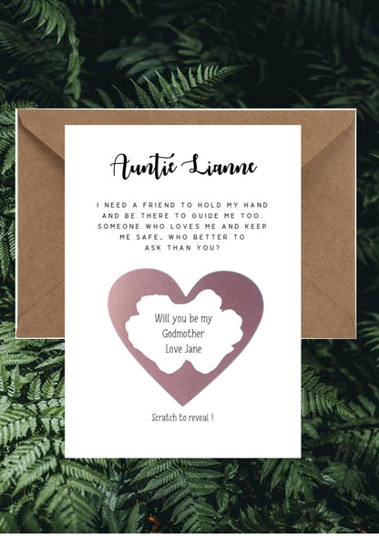 Scratch off Card Question Will you be my God Mother God Father? Scratch Off Card - Personalised , Godparent, Guidemother Asking card gj3