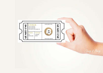 Personalised Scratch Off Concert Ticket Reveal Card, Festival, music