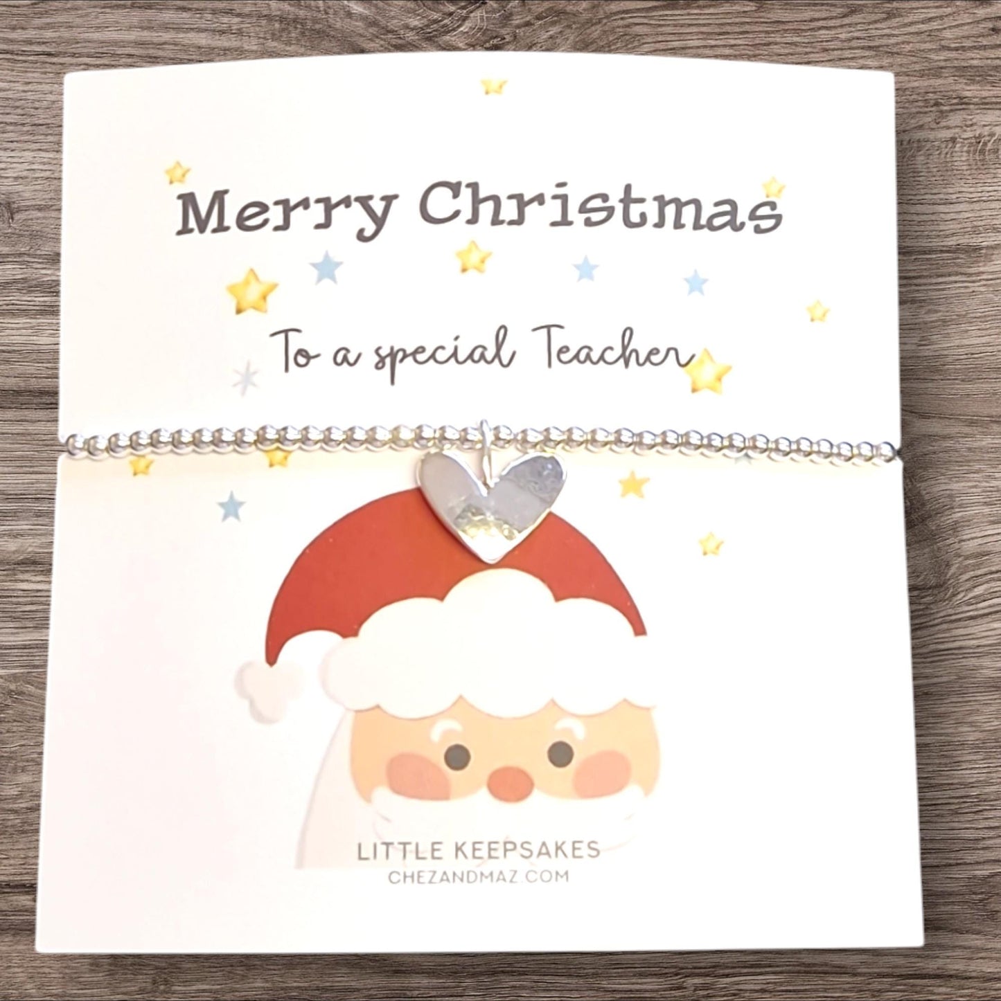 Merry Christmas Thank You Gift Teacher I Teacher Gift I Silver Beaded Charm Bracelet | Gifts For Teachers | Special Teacher ZZ99