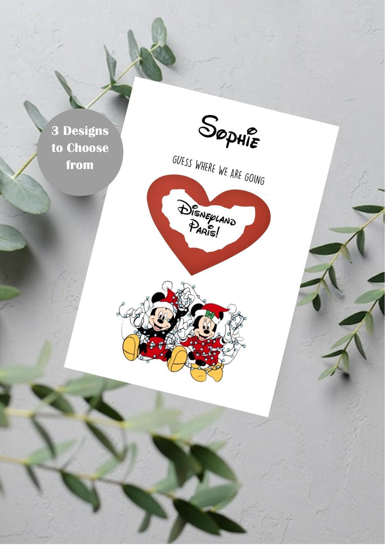 Disney Scratch Holiday Reveal Card Christmas Disneyworld Theme Park Surprise Reveal Ticket, Christmas Gift Disneyland Personalised