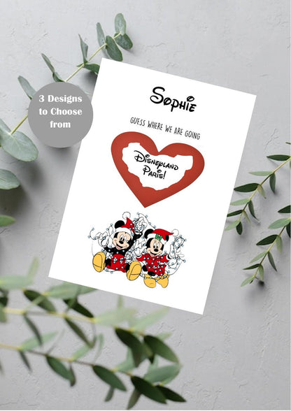 Disney Scratch Holiday Reveal Card Christmas Disneyworld Theme Park Surprise Reveal Ticket, Christmas Gift Disneyland Personalised