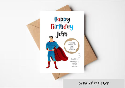 Personalized Superhero Birthday Scratch Card: Surprise Reveal Voucher