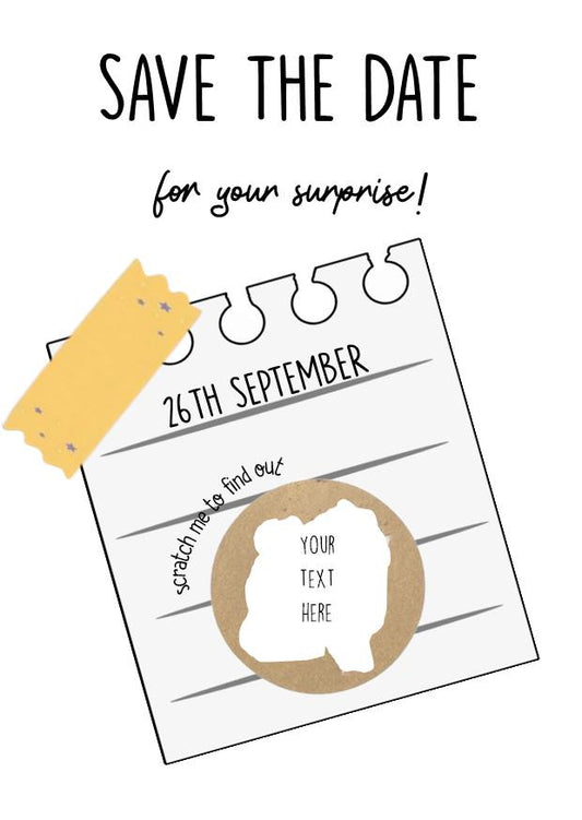 Personalized Scratch Off Card: Surprise Announcement, Save the Date