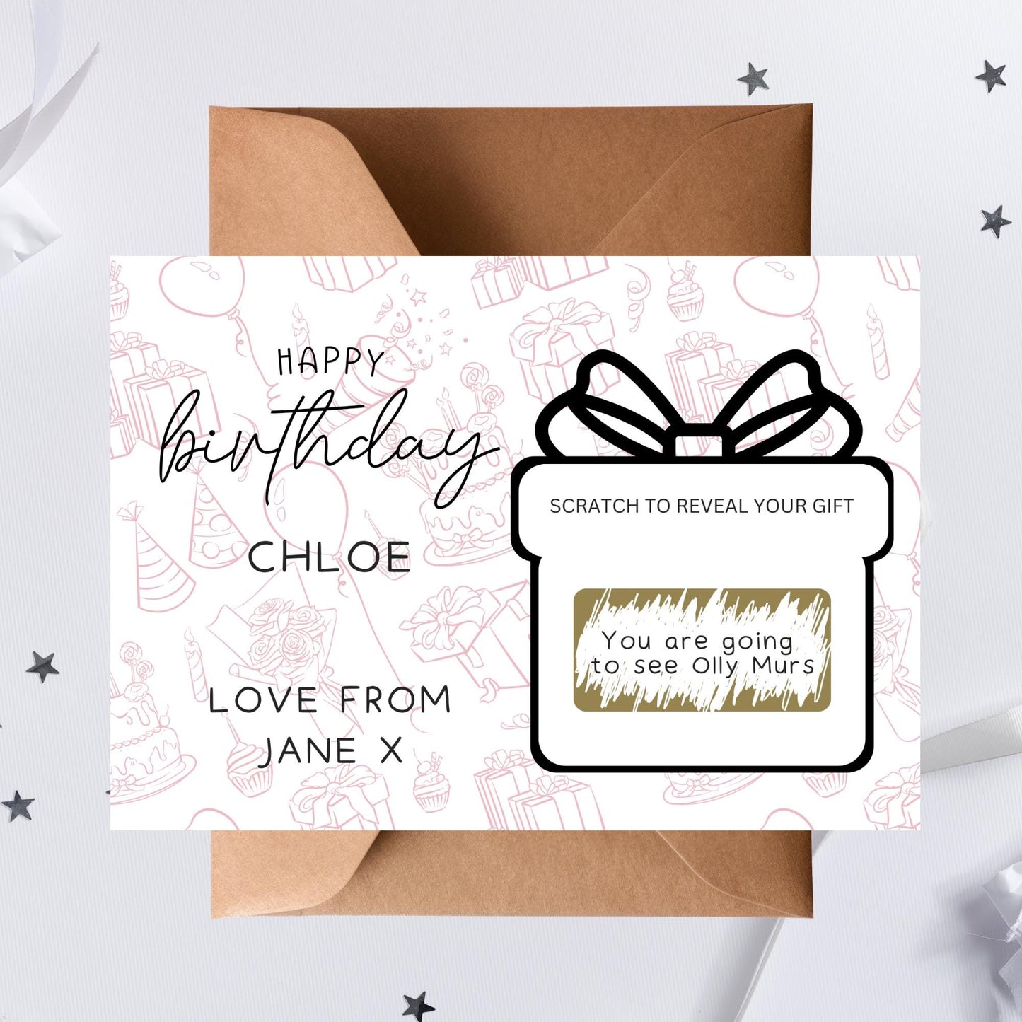 Personalized Birthday Scratch To Reveal Surprise Ticket