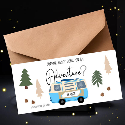 Personalised Destination Reveal Scratch Card: Adventure Trip Surprise Holiday