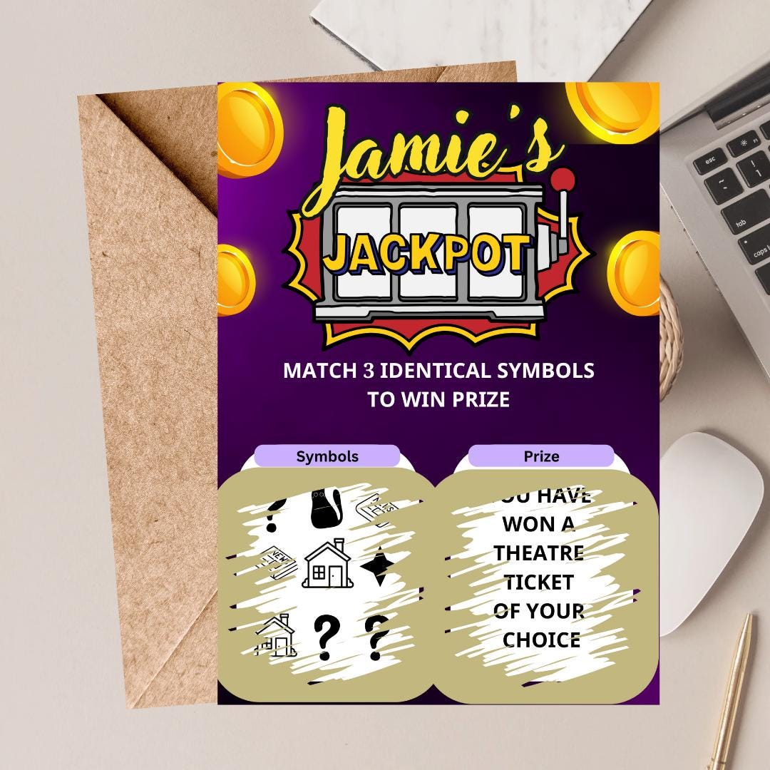 Personalised Scratch to Reveal Card: Surprise Gift Voucher, lottery scratch,  jackpot