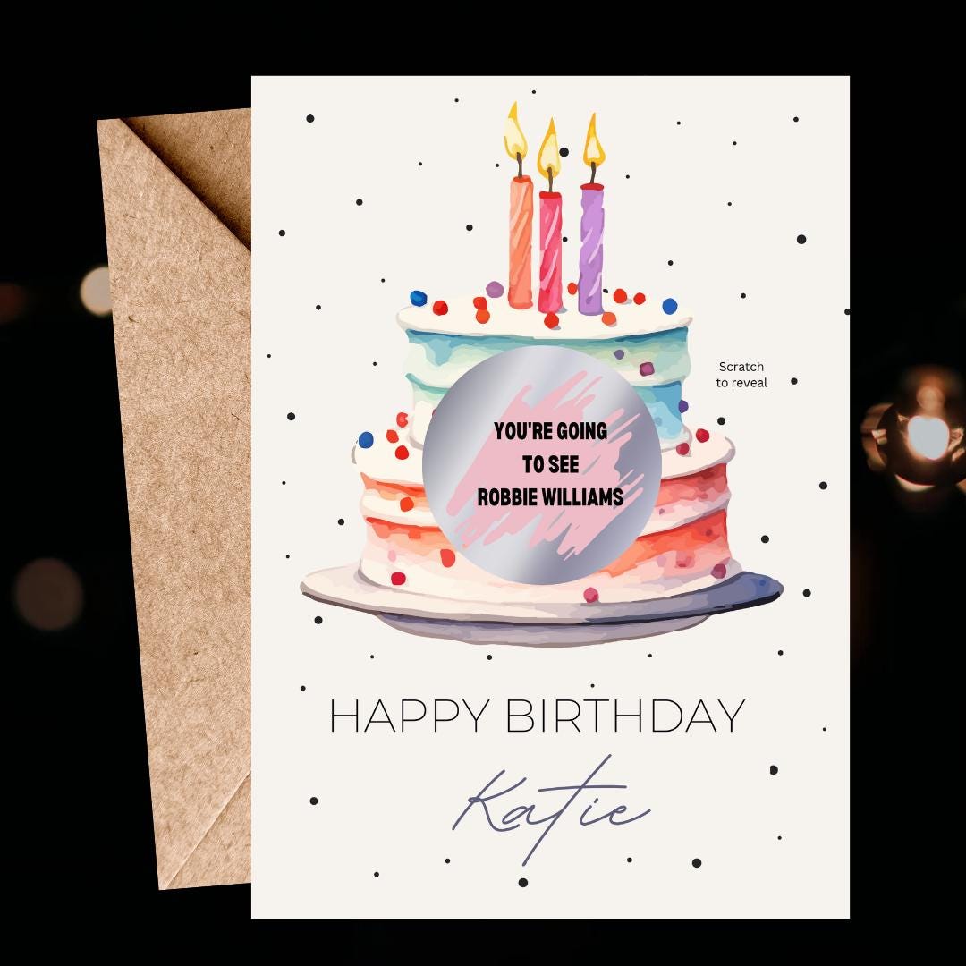 Personalised Surprise Birthday Cake Birthday Scratch To Reveal Voucher, Special Birthday Surprise Scratch Card, Any age