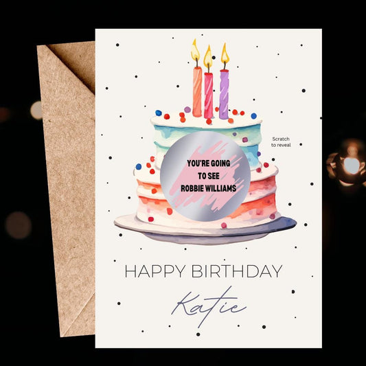 Personalised Surprise Birthday Cake Birthday Scratch To Reveal Voucher, Special Birthday Surprise Scratch Card, Any age