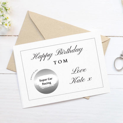Personalised Classy Birthday Scratch To Reveal Voucher, Special Birthday Surprise Scratch Card, Customised, Birthday ticket, add event
