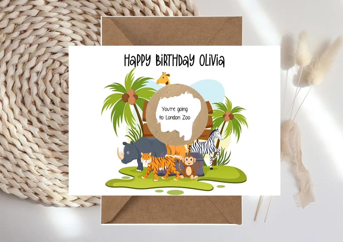 Personalized Birthday Scratch Off Card: Zoo Surprise Reveal