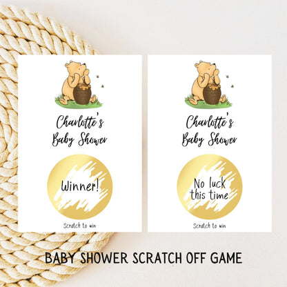 Baby Shower Game Winnie The Pooh Baby Shower Scratch Off Game: Personalised Card Set