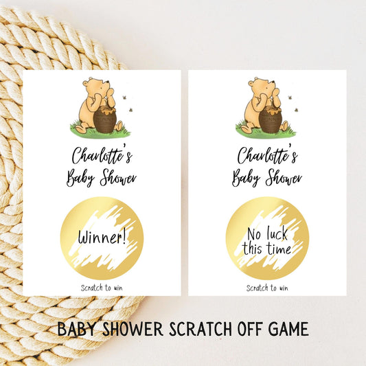 Baby Shower Game Winnie The Pooh Baby Shower Scratch Off Game: Personalised Card Set