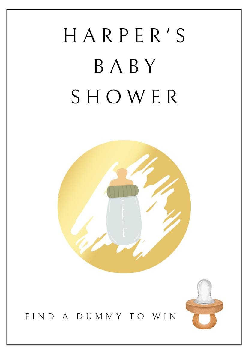 Baby Shower Scratch Off Game: Gender Neutral Cards, Find the dummy, Personalised