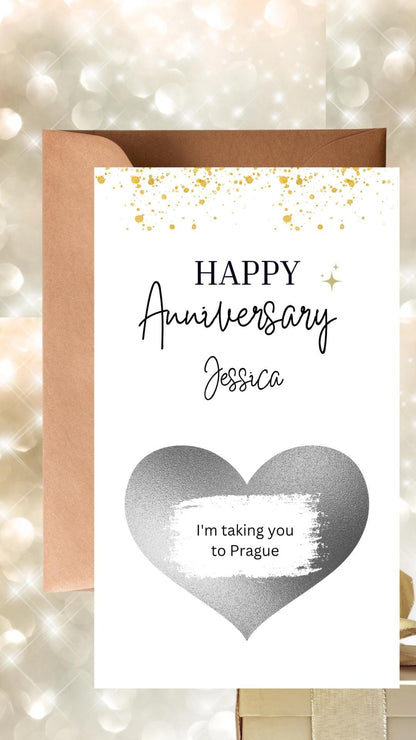 Personalised Anniversary Scratch Off Card: Surprise Reveal Gift