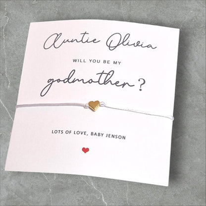Godmother Proposal Wish Bracelet: Heart Charm, Godparent Gift, Guide mother, God Sister, Fairy Godmother