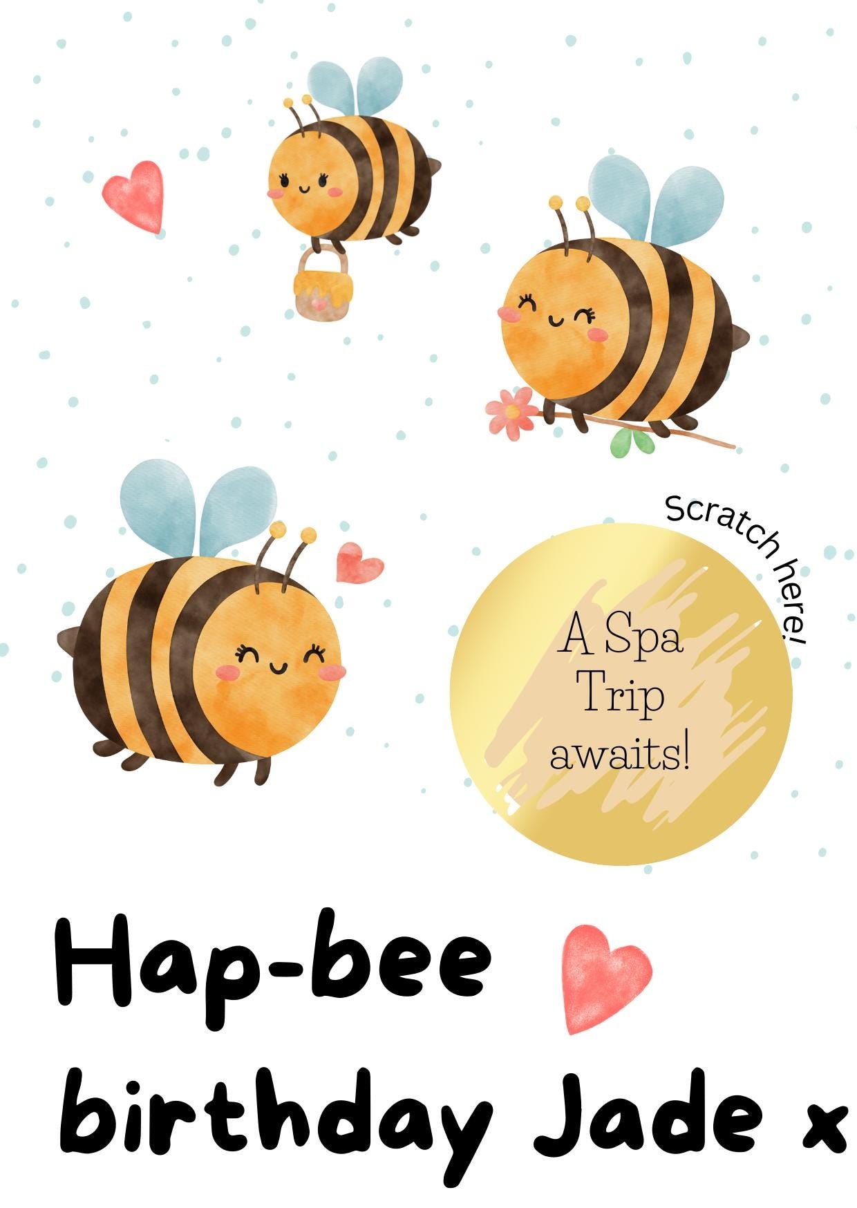 Personalized Birthday Scratch Off Card: Bee Surprise Reveal