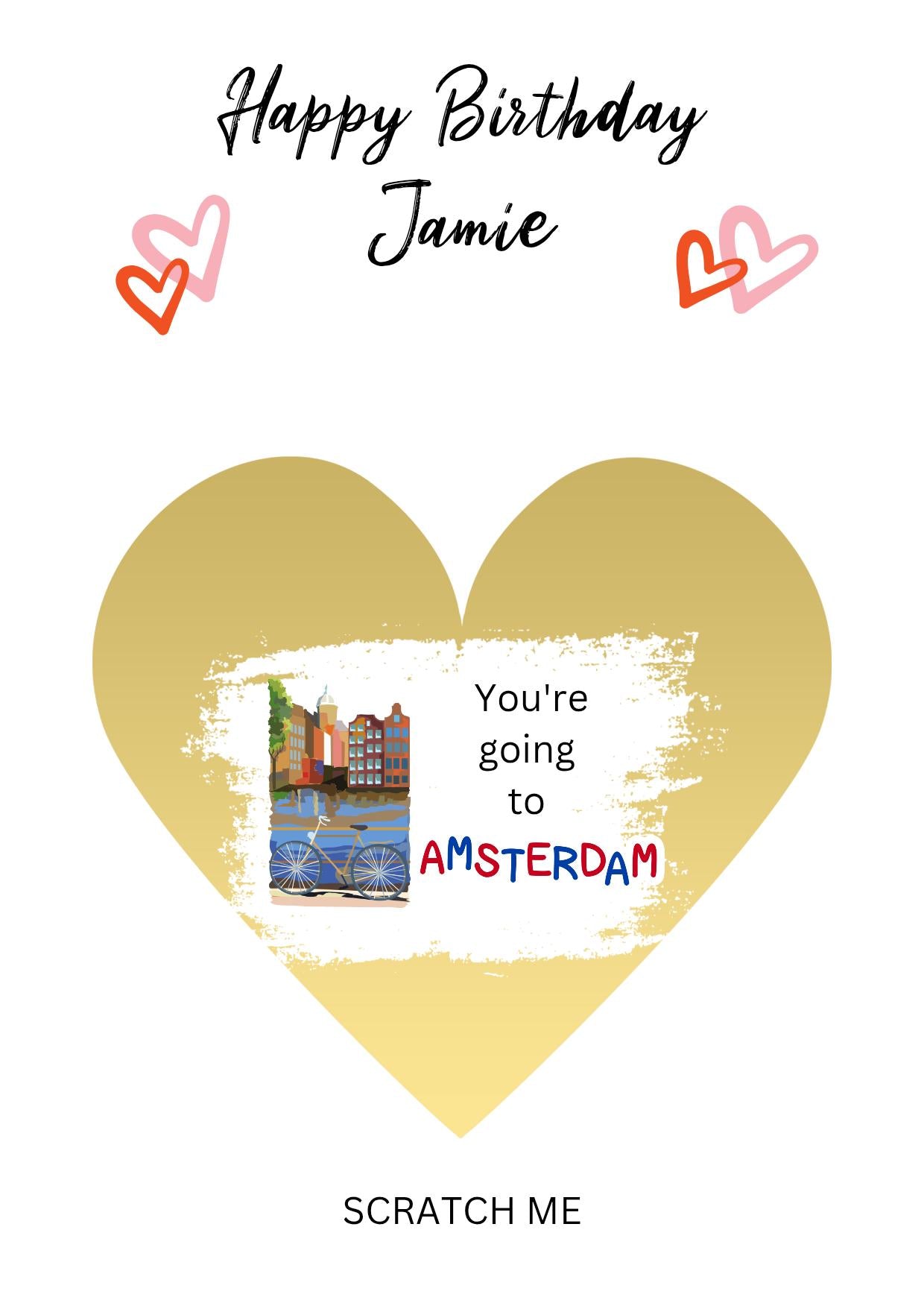 Amsterdam Trip Reveal Scratch Card: Personalized Birthday Surprise