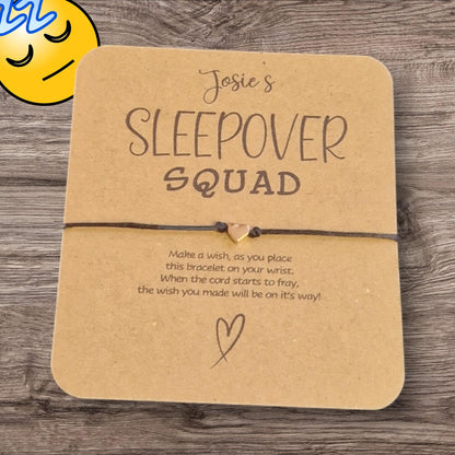 Sleepover Birthday - Sleepover Squad - Wish String Charm Bracelet - Party bag filler - Personalised - Any age - Slumber Party g7