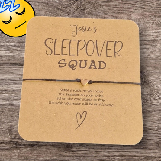Sleepover Birthday - Sleepover Squad - Wish String Charm Bracelet - Party bag filler - Personalised - Any age - Slumber Party g7